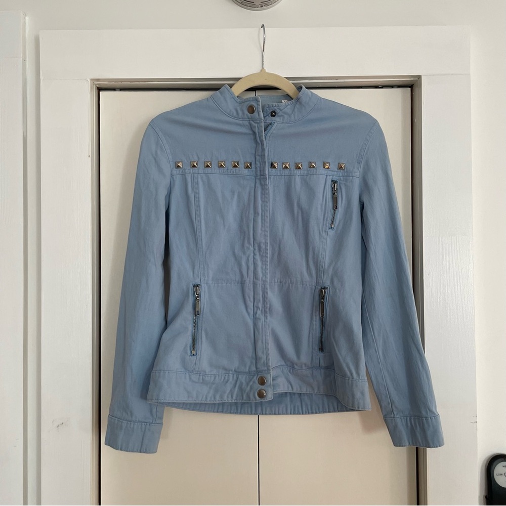 Covington Light Blue Studded Utility Jacket Etsy Reworked Vintage